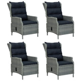 5 Piece Garden Dining Set Light Grey Poly Rattan - Top-Down View