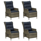 5 Piece Garden Dining Set Brown Poly Rattan - Top-Down View