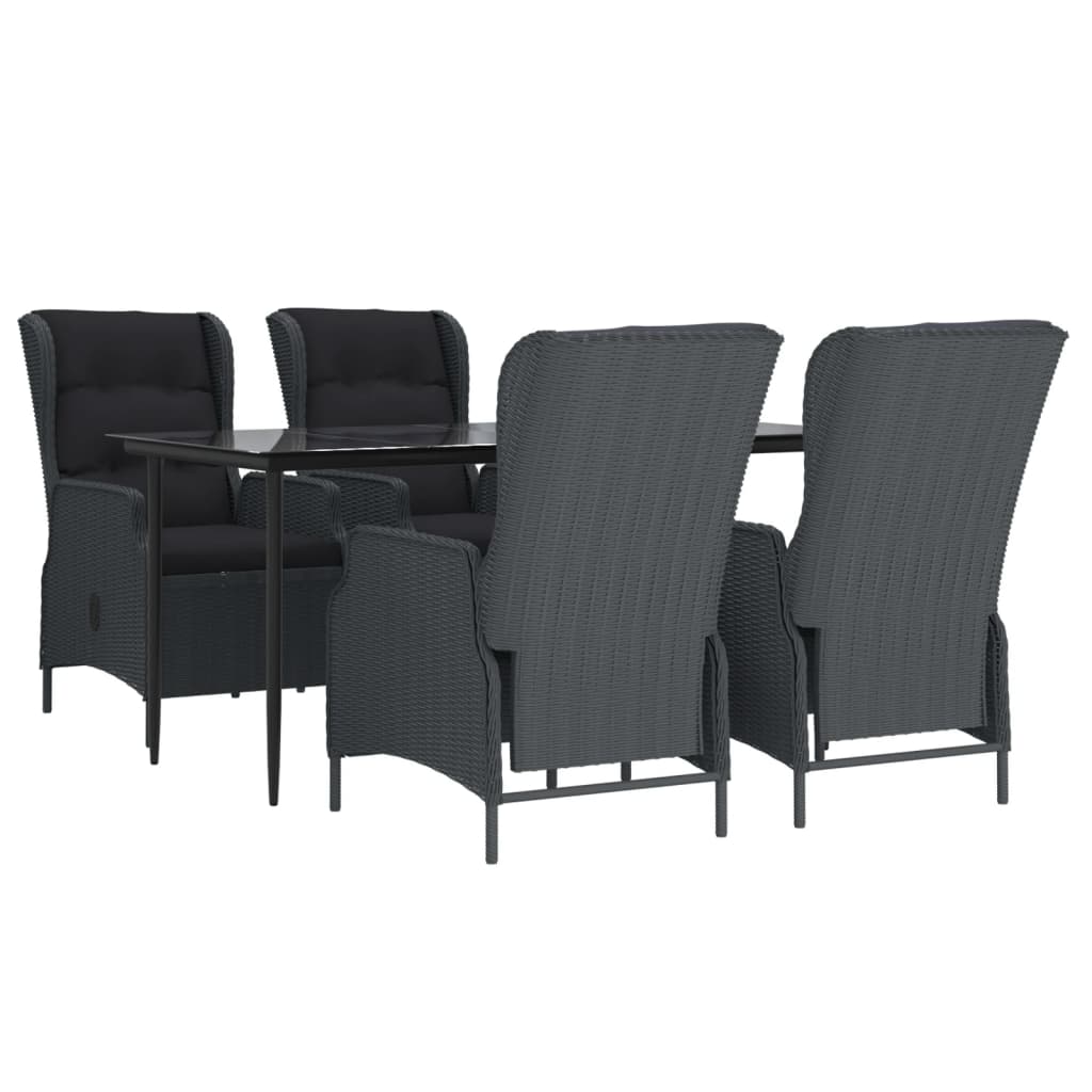 5 Piece Garden Dining Set Dark Grey Poly Rattan