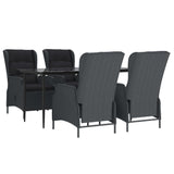 5 Piece Garden Dining Set Dark Grey Poly Rattan
