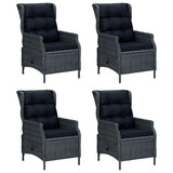 5 Piece Garden Dining Set Dark Grey Poly Rattan - Top-Down View