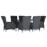 7 Piece Garden Dining Set Dark Grey Poly Rattan - Side View