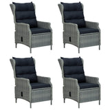 5 Piece Garden Dining Set Light Grey Poly Rattan