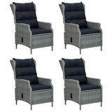5 Piece Garden Dining Set Light Grey Poly Rattan - Top-Down View