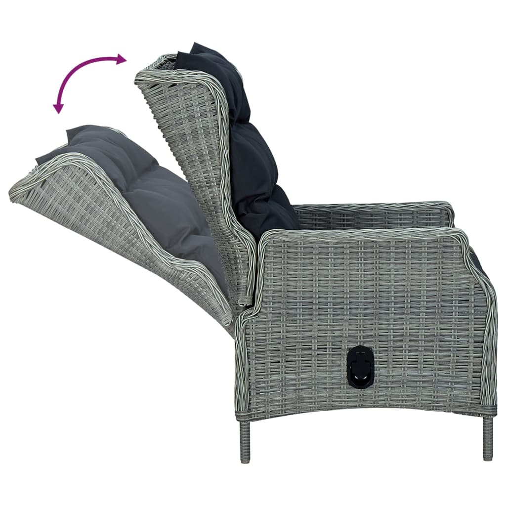5 Piece Garden Dining Set Light Grey Poly Rattan