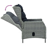 5 Piece Garden Dining Set Light Grey Poly Rattan - Rear View