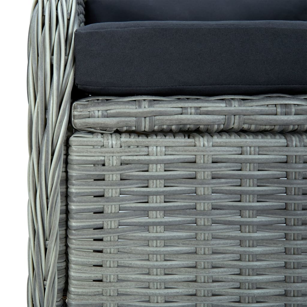 5 Piece Garden Dining Set Light Grey Poly Rattan
