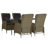 5 Piece Garden Dining Set Brown Poly Rattan - Side View