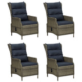 5 Piece Garden Dining Set Brown Poly Rattan - Top-Down View