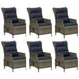 7 Piece Garden Dining Set Brown Poly Rattan - Top-Down View