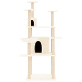 Cat Tree with Sisal Scratching Posts Cream 166 cm - Side View