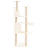 Cat Tree with Sisal Scratching Posts Cream 166 cm - Top-Down View