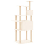 Cat Tree with Sisal Scratching Posts Cream 166 cm