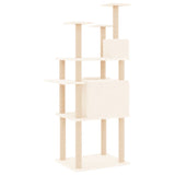 Cat Tree with Sisal Scratching Posts Cream 166 cm - 45-Degree Angle