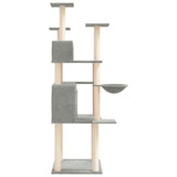 Cat Tree with Sisal Scratching Posts Light Grey 166 cm