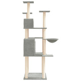 Cat Tree with Sisal Scratching Posts Light Grey 166 cm - Top-Down View