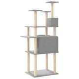 Cat Tree with Sisal Scratching Posts Light Grey 166 cm - 45-Degree Angle