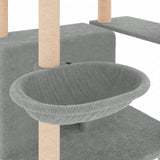Cat Tree with Sisal Scratching Posts Light Grey 166 cm - Close-Up Angle