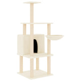 Cat Tree with Sisal Scratching Posts Cream 132 cm - Front View