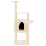 Cat Tree with Sisal Scratching Posts Cream 132 cm - Side View