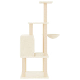 Cat Tree with Sisal Scratching Posts Cream 132 cm - Top-Down View