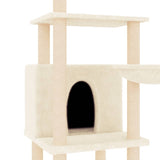 Cat Tree with Sisal Scratching Posts Cream 132 cm - Rear View