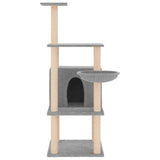 Cat Tree with Sisal Scratching Posts Light Grey 132 cm