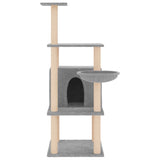 Cat Tree with Sisal Scratching Posts Light Grey 132 cm - Side View