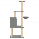 Cat Tree with Sisal Scratching Posts Light Grey 132 cm - Top-Down View