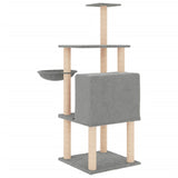 Cat Tree with Sisal Scratching Posts Light Grey 132 cm - 45-Degree Angle