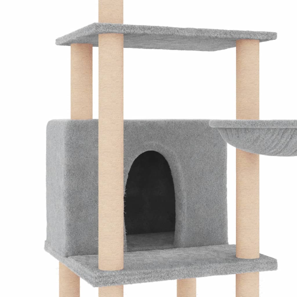 Cat Tree with Sisal Scratching Posts Light Grey 132 cm