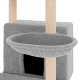 Cat Tree with Sisal Scratching Posts Light Grey 132 cm - Close-Up Angle