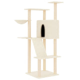 Cat Tree with Sisal Scratching Posts Cream 143 cm - Front View