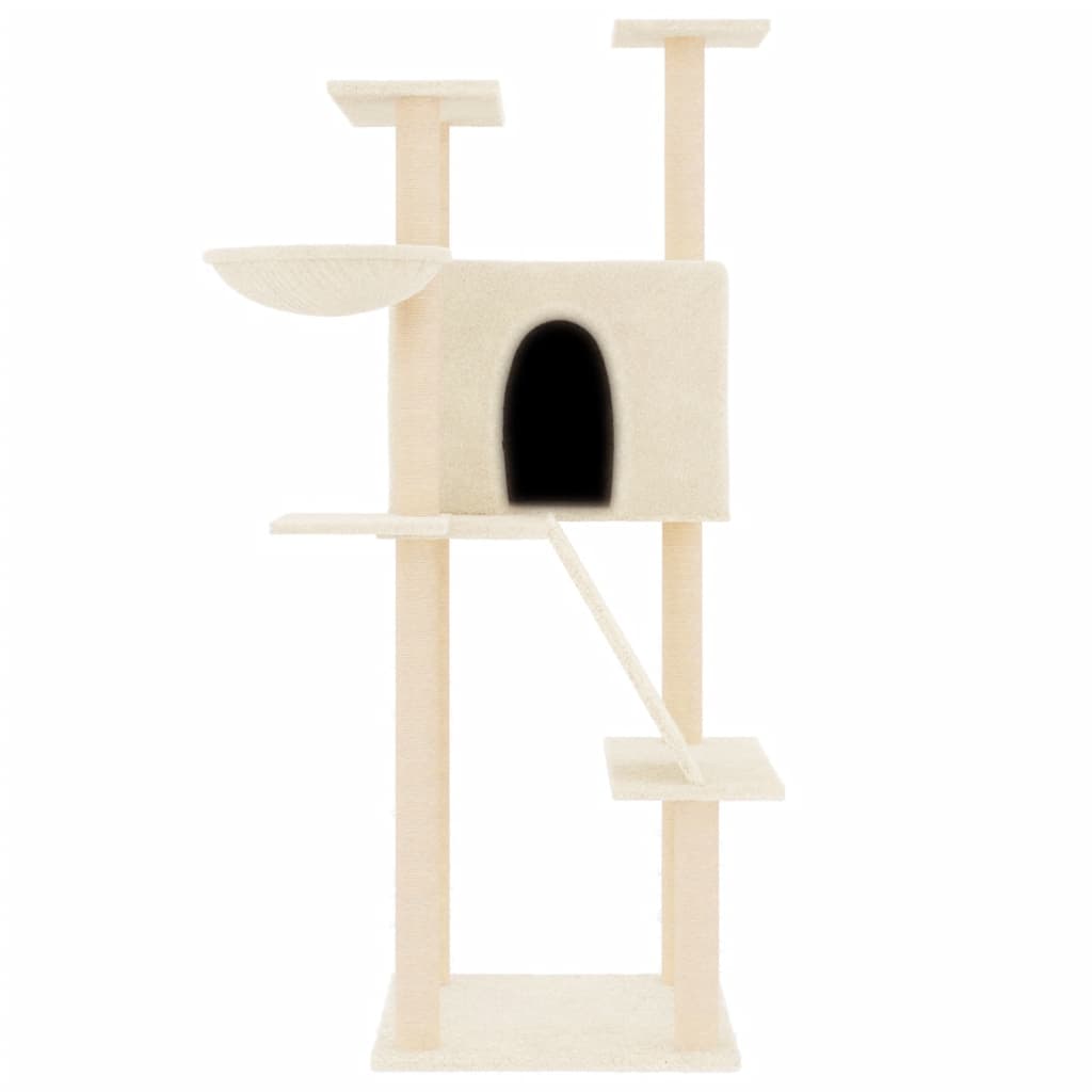 Cat Tree with Sisal Scratching Posts Cream 143 cm