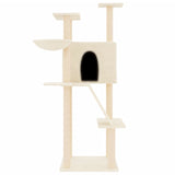 Cat Tree with Sisal Scratching Posts Cream 143 cm - Side View