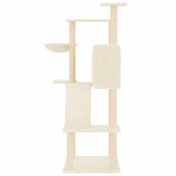 Cat Tree with Sisal Scratching Posts Cream 143 cm - Top-Down View