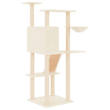 Cat Tree with Sisal Scratching Posts Cream 143 cm - 45-Degree Angle