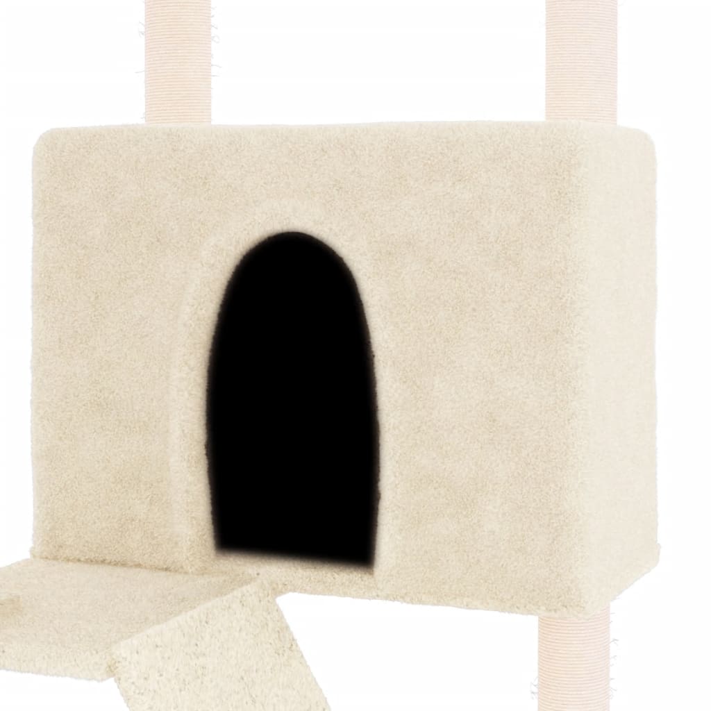 Cat Tree with Sisal Scratching Posts Cream 143 cm