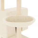 Cat Tree with Sisal Scratching Posts Cream 143 cm - Close-Up Angle