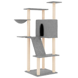 Cat Tree with Sisal Scratching Posts Light Grey 143 cm - Front View