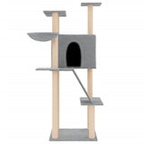 Cat Tree with Sisal Scratching Posts Light Grey 143 cm - Side View