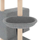 Cat Tree with Sisal Scratching Posts Light Grey 143 cm - Close-Up Angle