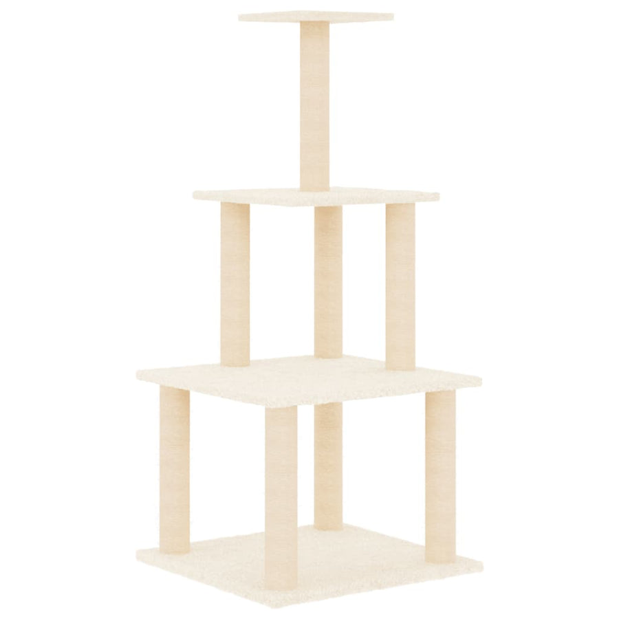 Cat Tree with Sisal Scratching Posts Cream 111 cm