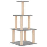 Cat Tree with Sisal Scratching Posts Light Grey 111 cm - Front View