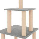 Cat Tree with Sisal Scratching Posts Light Grey 111 cm - 45-Degree Angle