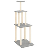 Cat Tree with Sisal Scratching Posts Light Grey 149 cm - Front View
