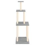 Cat Tree with Sisal Scratching Posts Light Grey 149 cm - Side View