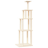 Cat Tree with Sisal Scratching Posts Cream 183 cm - Front View
