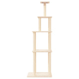 Cat Tree with Sisal Scratching Posts Cream 183 cm - Side View