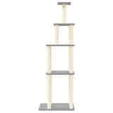 Cat Tree with Sisal Scratching Posts Light Grey 183 cm - Side View